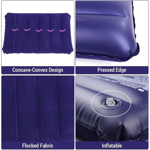 Image of SRZ Samrukzone Air Pillow Inflatable, Foldable, Soft Velvet Travel Pillow with Anti-air Lock Valve - 43 cm x 28 cm (Pack of 1) (Small)