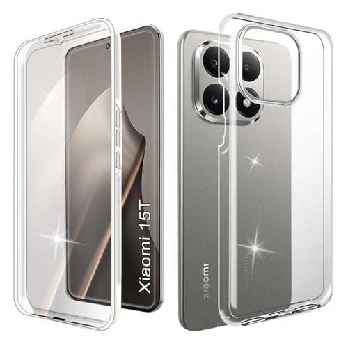 WeiCase Cover per Xiaomi 15T 5G, Custodia Antiurto con Protezione dello Schermo Integrata, 360° Sottile Cover Transparente Silicone Custodia per Xiaomi 15T, trasparente