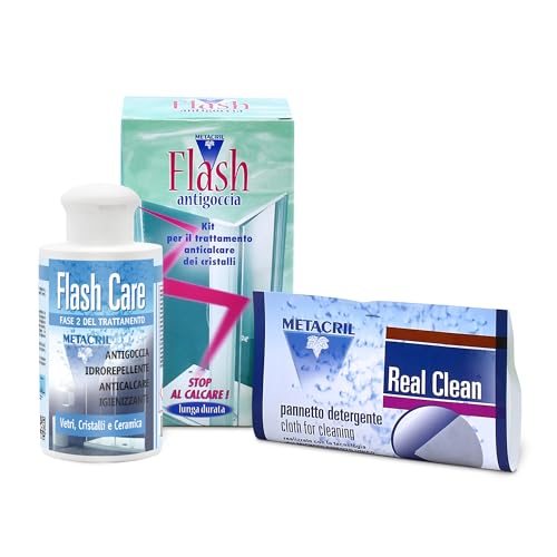 Metacril Flash Care Ricarica – Anticalcare Idrorepellente a Lunga Durata per Vetri e Cristalli del Box Doccia
