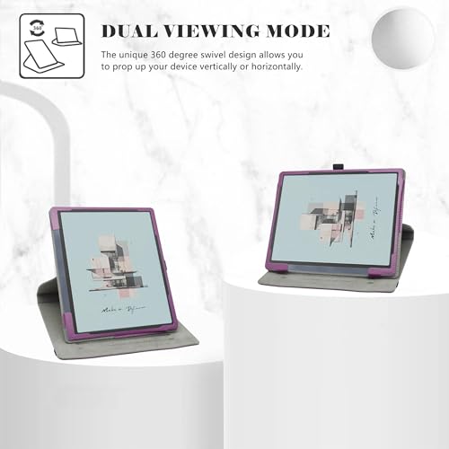 LiuShan Rotating Case for BOOX Tablet Tab Ultra C Pro,360 Degree Rotation Stand PU With Cute Pattern Cover for BOOX Tablet Tab Ultra C Pro/BOOX Tab Ultra ePaper PC 10.3 Tablet,Purple - Image 2