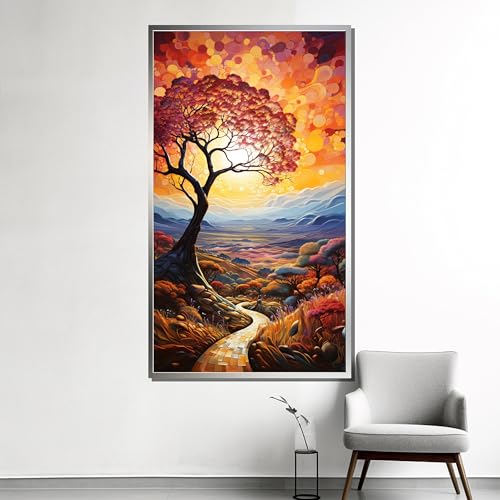 Tableau toile Arbre de Vie sérénité paysage chemin du soleil déco murale XINBAO