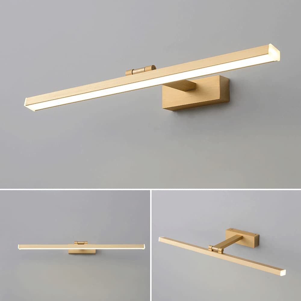 Lampada da specchio da trucco in alluminio, lampada da bagno lineare, lampade frontali a specchio a strisce, applique da parete, illuminazione a LED for display e illuminazione(Brushed Gold