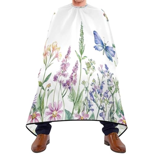 Kigai Wildflower Butterfly Hair Cutting Cape for Men & Women Waterproof Barber Cape Professional Hairdressing Salon Styling Apron with Adjustable Closure Snap