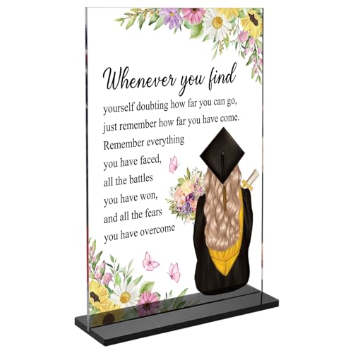 Graduation Gifts for Her College High School Class of 2025 Decor Acrylic Table Sign and Stand Inspirational Gift for Women Girls Sister Daughter Granddaughter Farewell Gift