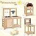 HONEY JOY Mud Kitchen, 3-Piece Modular Wooden Toddlers Play Kitchen/Pizza Counter Playset/Oven Barbecue Grill, Play Food and Accessories, Little Chef Pretend Mud Kitchen for Kids Outdoors, Natural