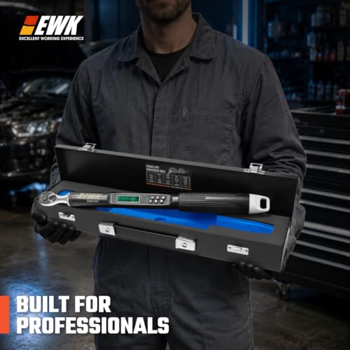 Image of EWK 1 /4 inch Drive Digital Angle Torque Wrench 1.1-22.1 ft-lbs (1.5-30 Nm) | ±1.5% clockwise / ±2.5% counterclockwise and angle accuracy of ±2%, LCD Display, LED Buzzer Vibration Alert, 30 Memory Values