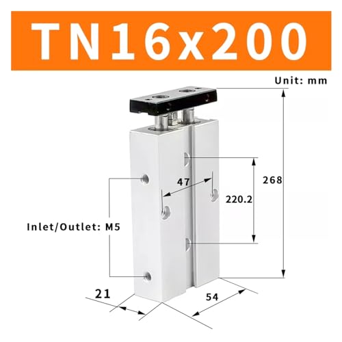 Vérin pneumatique TN16 compact double action course 200mm - 2