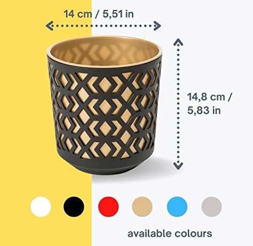 SimplyTheBest Flowerpot | Ø 14 cm H 15cm | Balcony Garden Container Bucket | Two parts | Organizer box decor | Mix! Match! Play! (Black + Gold)