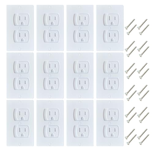 Geuxe 12 Pack Self-Closing Electric Outlet Covers for Child Proofing Safety Wall Socket Plates