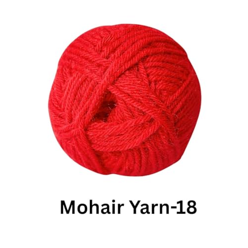 Image of VCR Mohair Nylon Red Yarn, 100 Grams Hank, 196 Meters Length, Acrylic 75%, Mohair Nylon 25%, Pack of 1 Yarn, Soft Crosia Threads, Suitable for Winter Garments.