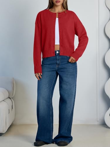 Image of Trendy Queen Cropped Cardigan Sweaters for Women Lightweight Y2k Fall Outfits Spring Fashion Clothes 2026