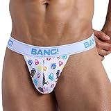 Bang Men's Underwear - Cotton Thong - Premium Skin Soft Texture Athletic Sport Support Fashion Print