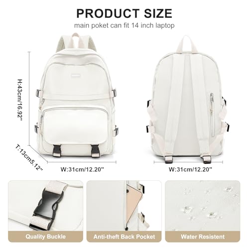 Image of weradar Backpacks For School Teens Boys Girls,Cute Bookbag,Lightweight College Backpack For Women Men,Waterproof Middle School Bag Casual Travel Daypack(Beige)