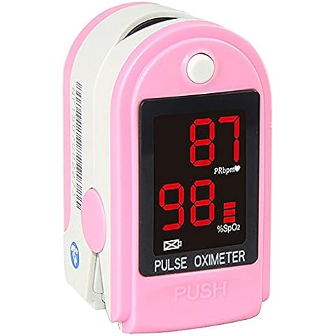 Concord Basics Fingertip Pulse Oximeter - Blood Oxygen Saturation Monitor with Carrying Case, Batteries, Silicone Cover & Lanyard - Easy to Use, Accurate SpO2 & Pulse Measurement (Pink) Cover