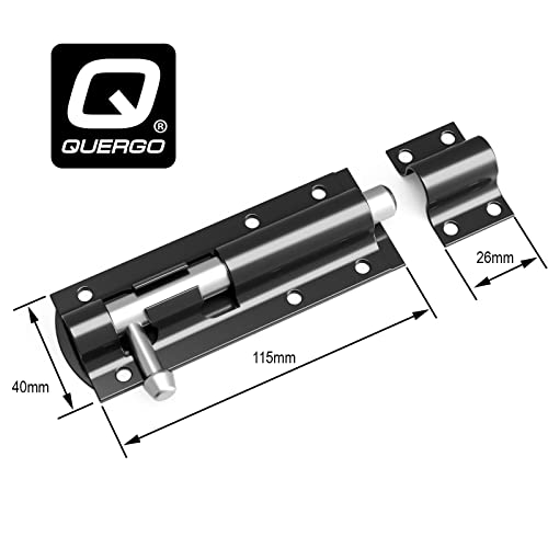 QUERGO Straight Tower Bolt Black 100mm (4") Heavy Duty Black Coated, for Increase Security on Garden Gates Shed Doors - Image 3