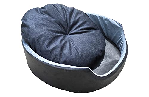 Image of X-Large Size Dog and Cat Bed Round Shape Export Quality Ultrasoft Micro Fiber Filling for Extra Comfert Dual Color Grey-Black Machine Washable Anti Skid Base Pet Bed