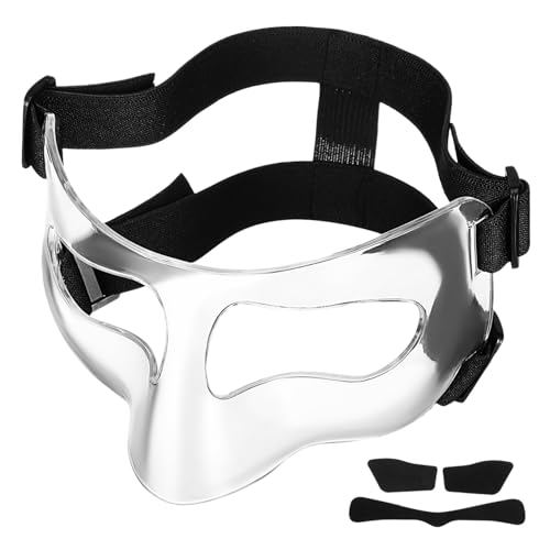 YARNOW Adjustable Clear Face Guard for Basketball Soccer Baseball Lightweight Protective Nose Guard for Sports Durable Comfortable and Enhanced Facial Coverage