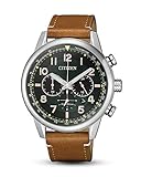 Uhrwerk: Quarz (Chronograph) Citizen Herren Analog Quarz Uhr mit Leder-Kalbsleder Armband CA4420-21X
