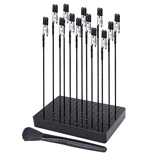 Painting Stand Base Holder and 13PCS Alligator Clip Sticks Set (with Rubber Tips) Modeling Tools for Airbrush Spray, for Model Parts Assemble, for DIY Card Photo Memo