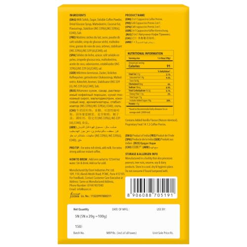 Image of Colombian Brew Cappuccino Coffee Premix 5 Sachets