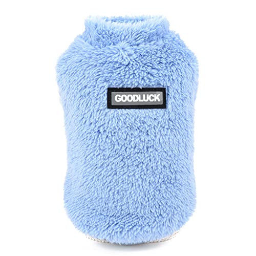 SMALLLEE_LUCKY_STORE Haustier-Sherpa-Fleece-Pullover Weste Rollkragenpullover weiches Sweatshirt für kleine Hunde Katzen, Welpen Yorkie, Chihuahua warme Herbst-Winterkleidung, Blau, S
