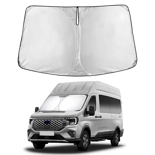 Image of EcoNour Windshield Sunshade for Ford E Transit 2022-2024 2025 2026, Sun Visor for Front Windshield & Window Sun Shade Cover, UV Heat Blocker & Protector, Car Accessories