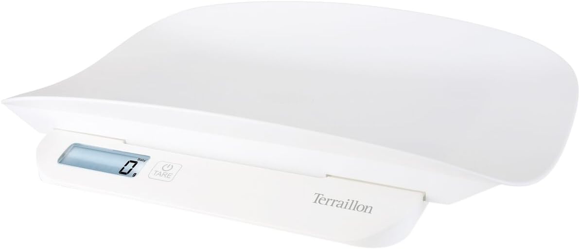 Terraillon Evolutive Baby Scales, Weight Stabilization, Tare Function, Detachable Baby Tray, Protective Cover Included, Precision and accuracy within 5g, Capacity up to 20kg, White