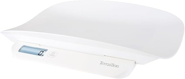 Terraillon Baby Scales Digital Weighing Scales, Weight Stabilization, Tare Function, Detachable Tray, Protective Cover, Precision Accuracy 5g, Capacity 20kg, Newborn & Pet Friendly