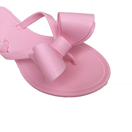 Image of Mtzyoa Women Flip-Flops Flat Sandals Jelly Bow Beach Flat Rivets Rain Cute Dressy Summer Sandals