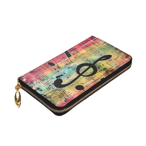 Music Note Printed Long Wallet for Women Men Cute PU Leather Wallet with Coin Purse and Credit Card Holder3