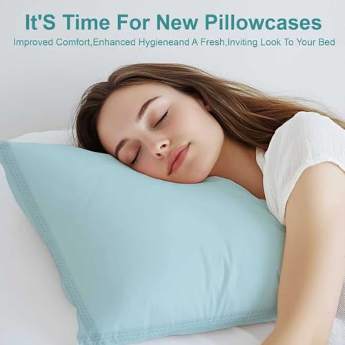 Image of Disposable Pillow Case Covers(Pack of 100),Bulk Pillow Cases for Medical Hospital Travel,Paper Pillow Cases Disposable 21 inch Width x 30 inchLength (Blue)