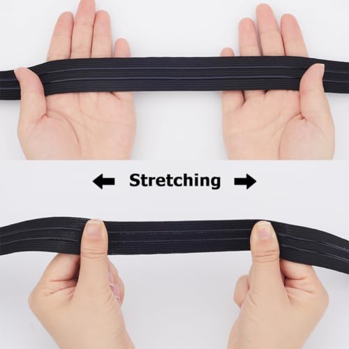 GORGECRAFT 5 Yards 20mm Wide Non-Slip Elastic Ribbon Black Straight Line Silicone Elastic Gripper Band Tape Stretch Rubbers Elastic Straps Belt Waistband for DIY Garment Sewing Crafts Sports Shorts - Image 3
