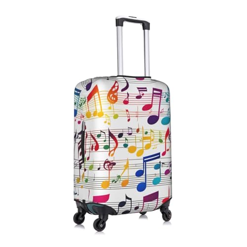 Colorful Music Notes Tsa Approved Luggage Cover For 18-32 Inch Suitcases Scratch-Resistant Stretch Luggage Cover3