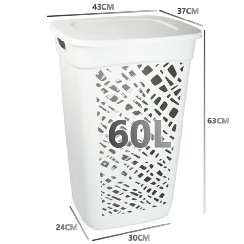 Wäschebox Wäschesammler 60L Wäschekorb mit Deckel Wäscheaufbewahrung aus Kunststoff Wäsche Sortierer