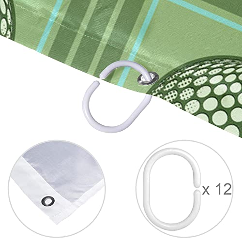Rideau de douche imperméable vert imprimé rétro sport 168 x 183