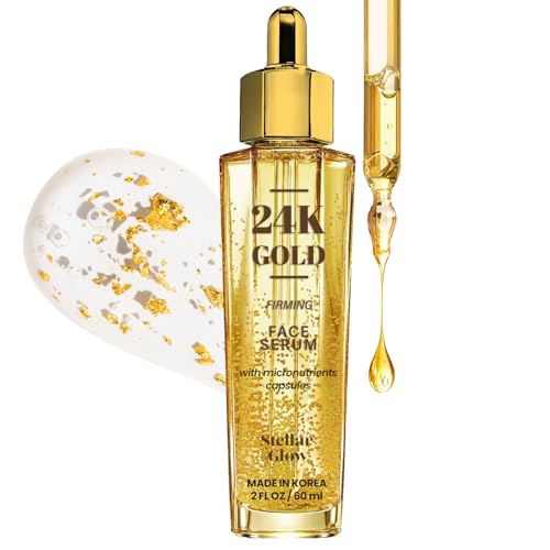 Stellar Glow 24K Gold & Hyaluronic Acid Serum For Face - Dermatologist Tested, Anti-Aging Skin Care,...