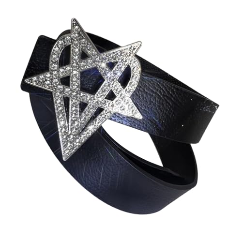 Studded Belt With Metal Eyelets PU Leather Waist Strap Band Punk Waist Sash With Star Heart Decor For Daily Wear