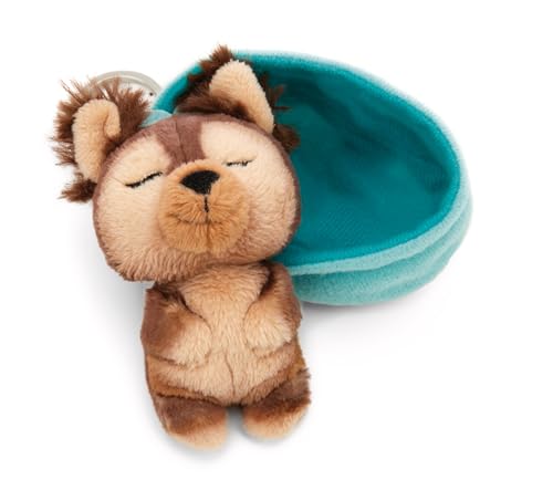 NICI Schlüsselanhänger Sleeping Pets Hund Yorkshire Terrier 8cm in Körbchen - braun - Treuer-Begleiter für Rucksack oder Tasche, Schlüsselhalter für klein und Groß | 61605