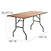 Flash Furniture Gael 5-Foot Rectangular Wood Folding Banquet Table with Clear Coated Finished Top