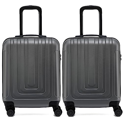 Flight Knight Premium Set of 2 Lightweight Cabin Suitcase - 8 Spinner Wheels - Built-in TSA Lock & USB Port - Luggage Approved for Over 100 Airlines Including Ryanair Priority - 55x40x20cm