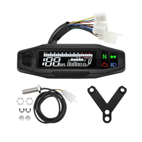 KNVBGG Speedometer Odometer Meter Universal RPM Motorcycle Meter Speedometer Digital Odometer Instrument Sensor Set Motorcycle Tachometer Voltage Oil Level Gauge