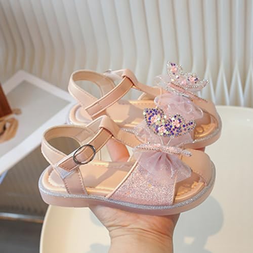 Girls Summer Fashion Rhinestone Butterfly Sandals Soft Bottom Closed Toes Comfortable Non Slip Beach Princess Dress Shoes2