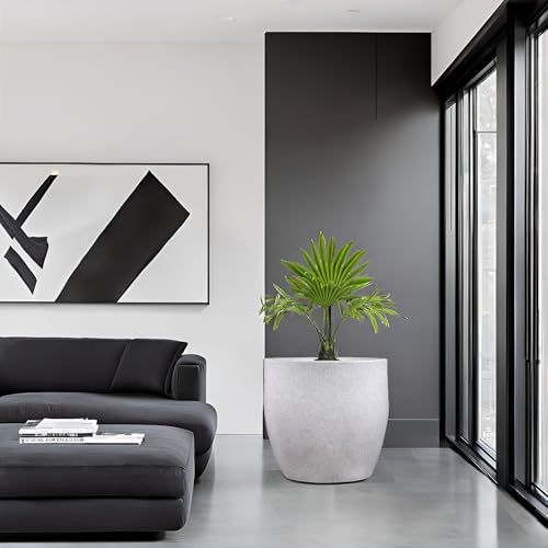 Image of Go Hooked Pluto White Indoor Planter Pot 22 Inch | Lightweight Modern Round Plant Pot for Living Room, Balcony & Office | Decorative Polymer Pot for Live & Artificial Plants