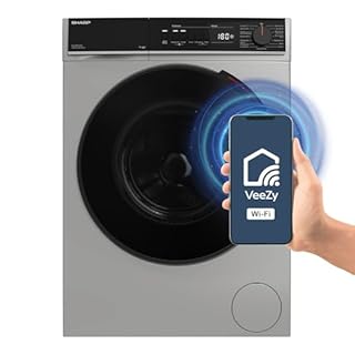 SHARP ES-PRO214SA-DE Waschmaschine Frontlader, 12kg, 1400U/min, Smarte Bedienung durch Veezy App, Dampffunktion, Inverter, 15 Programme, AquaStop, Silber