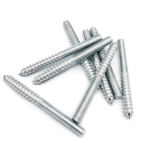 Image of 8 Pack 3 /8-16 x 4 Inch Silver Hanger Bolts 3 /8-16 inch Double Headed Bolts 3 /8 Wood Dowel Screw Self-Tapping Screw Hanger Bolts for Furniture Double Head Threaded Rods Bolt 100mm Length