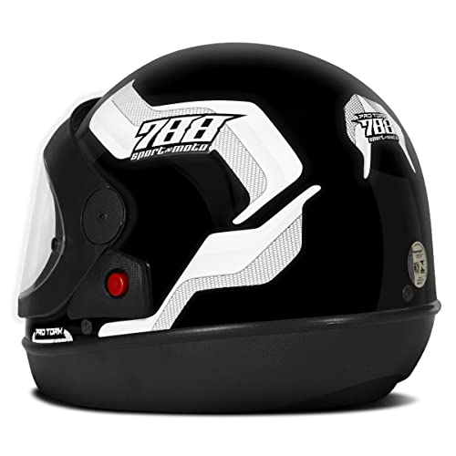 Capacete Moto Pro Tork Semiautomático Preto E Branco 788 60