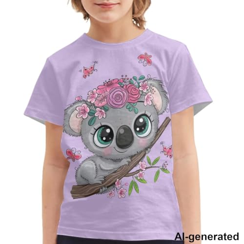 Image of Novelty 3D Graphic T Shirts for Kids Crew Neck Funny Animal Print Short Sleeve Girls Tshirts 3-16 Years