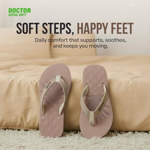 Image of DOCTOR EXTRA SOFT Women's Soft Slippers & Flip Flops, Orthopedic Cushioned Footbed, Lightweight Shock Absorbing Anti-Skid Comfortable Ladies Footwear for Walking, Home, Bathroom & Everyday Wear D-05