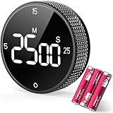 Allbean Magnetic Kitchen Timer for Cooking with Loud Alarm - Large LED Display Rotating Countdown Pomodoro Timer, Preset 5/15/25 Mins Easy for Seniors and Kids，for Baking Grilling Studying