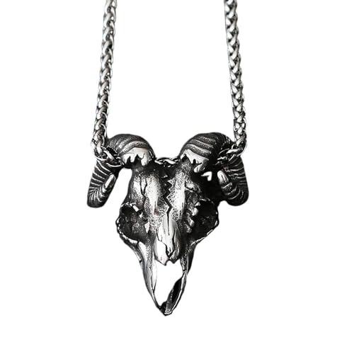 Collier gothique homme avec pendentif tête de mouton vintage